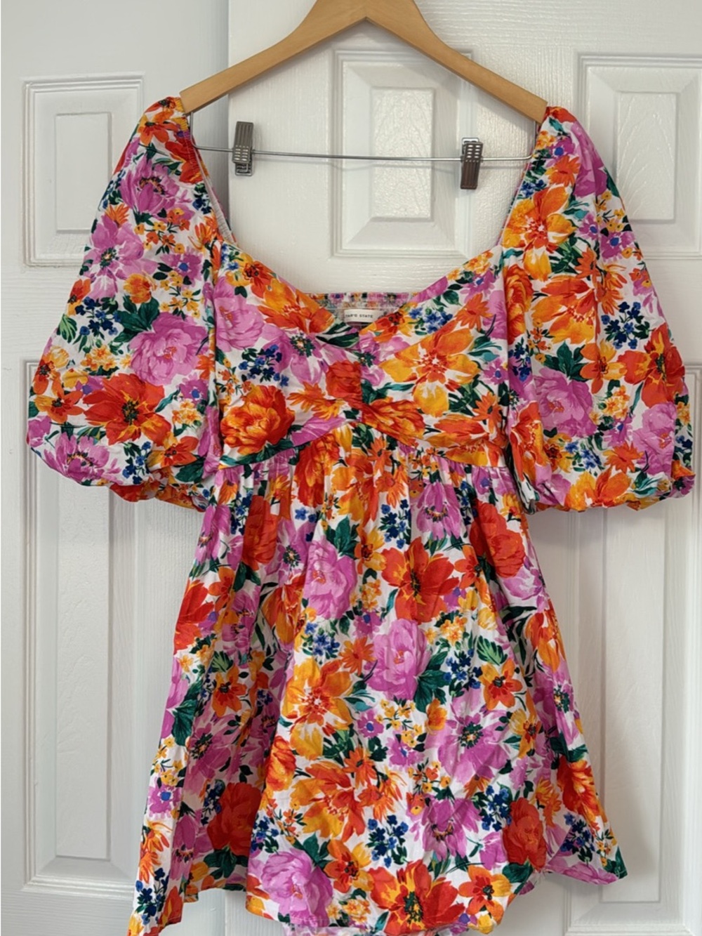 Altar'd State Floral Mini Dress in Orange, Pink, Green